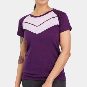 Woolly Women's‎ Medium Purple MerinoAire Wool Short Sleeve Crew Shirt Athleisure